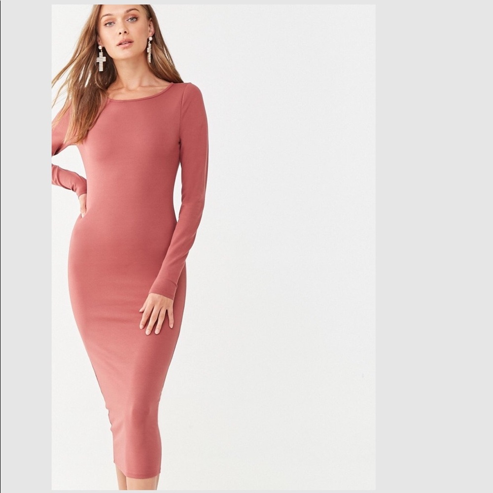 Forever 21 Bodycon Midi Dress Mauve long sleeves